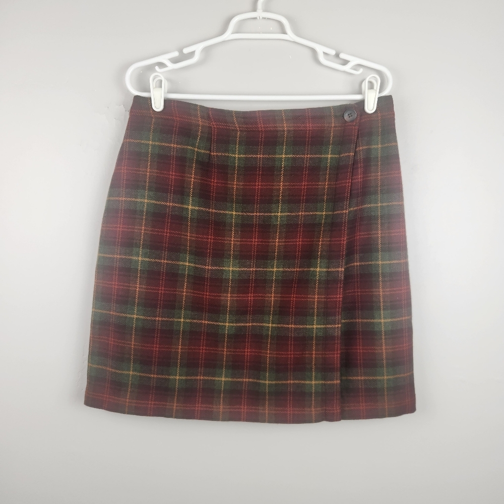 L.L. Bean 100% Worsted Wool Wrap Skirt Made In USA Size 14